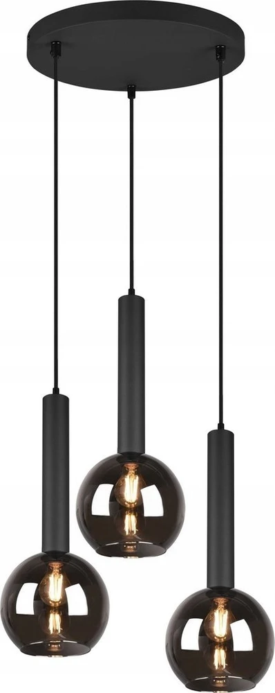 Lubinis šviestuvas Pakabinamas šviestuvas TRIO CLAYTON, 3x E27, max 28W, juodos sp., ø45 x h150 cm