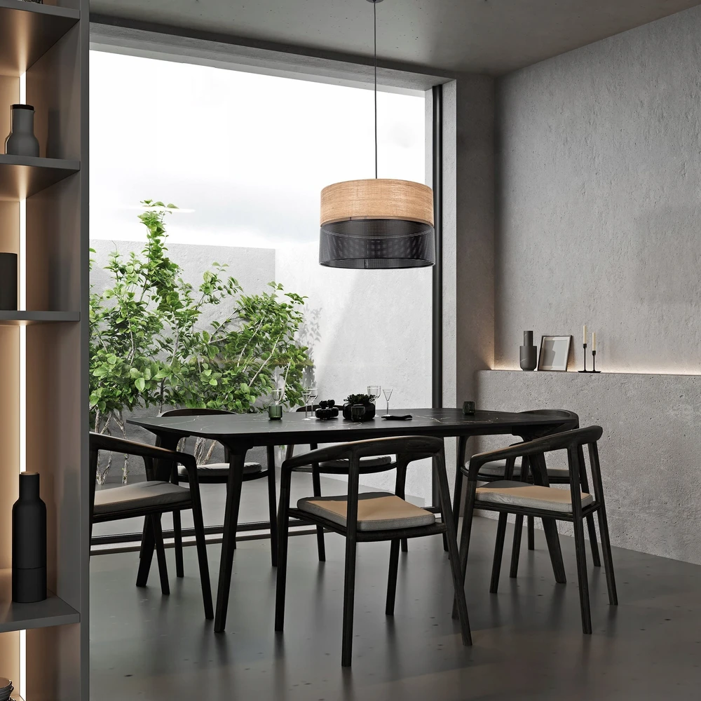 Pakabinamas šviestuvas Kabanti lempa TK Lighting Nicol pakabinama 1x15W E27 juoda/ąžuolo (4799)