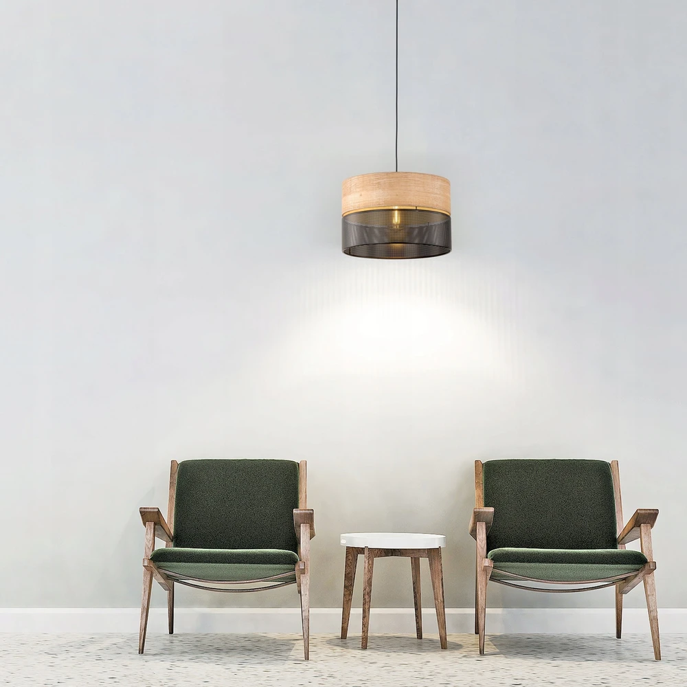 Pakabinamas šviestuvas Kabanti lempa TK Lighting Nicol pakabinama 1x15W E27 juoda/ąžuolo (4799)