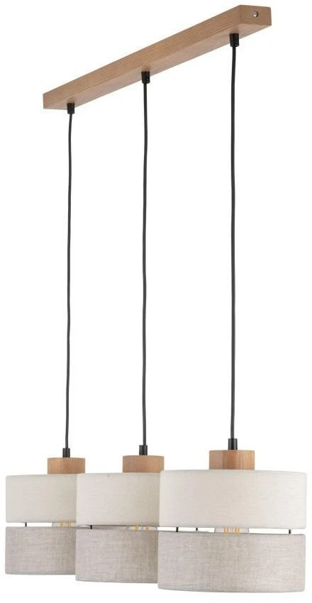 Pakabinamas šviestuvas Lampa wisząca TKKRYWULT Tk Lighting Eco* 5771 lampa wisząca zwis 3x15W E27 juoda/drewniana