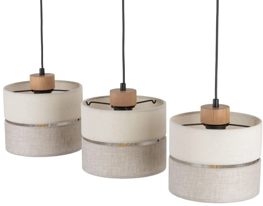 Pakabinamas šviestuvas Lampa wisząca TKKRYWULT Tk Lighting Eco* 5771 lampa wisząca zwis 3x15W E27 juoda/drewniana