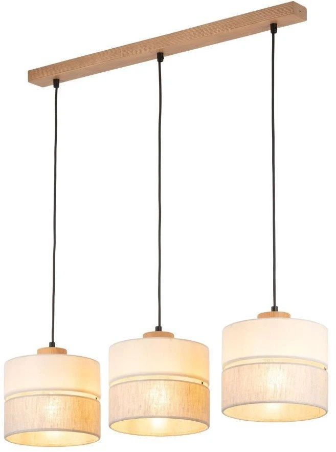 Pakabinamas šviestuvas Lampa wisząca TKKRYWULT Tk Lighting Eco* 5771 lampa wisząca zwis 3x15W E27 juoda/drewniana