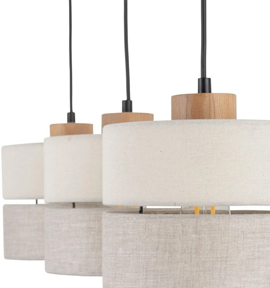 Pakabinamas šviestuvas Lampa wisząca TKKRYWULT Tk Lighting Eco* 5771 lampa wisząca zwis 3x15W E27 juoda/drewniana