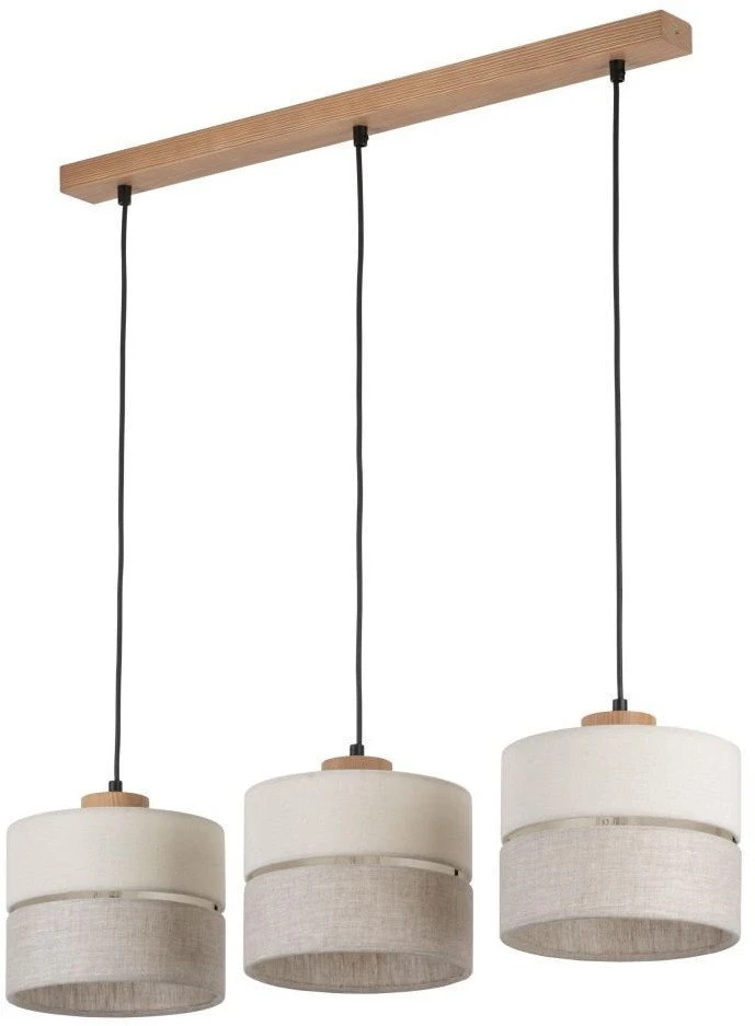 Pakabinamas šviestuvas Lampa wisząca TKKRYWULT Tk Lighting Eco* 5771 lampa wisząca zwis 3x15W E27 juoda/drewniana