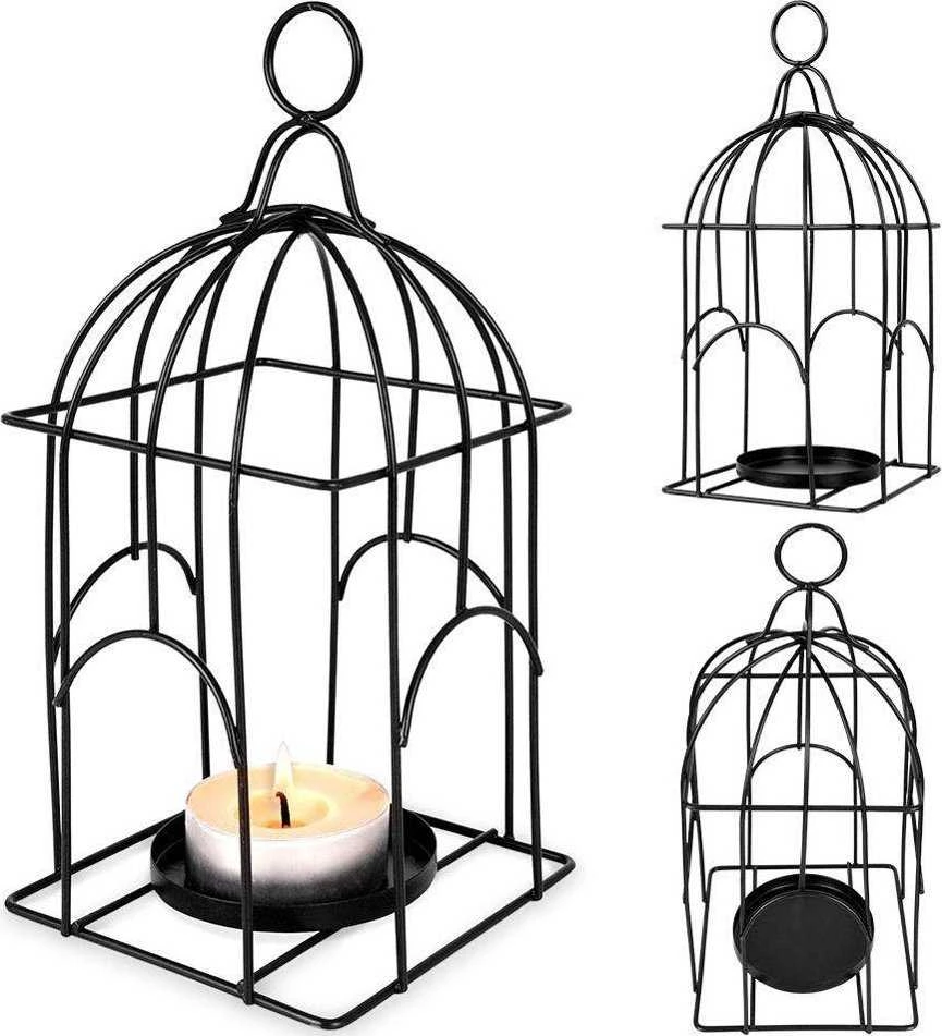 Marka Niezdefiniowana Home Styling Collection Žibintas žvakidė metalinis juodas 25 cm