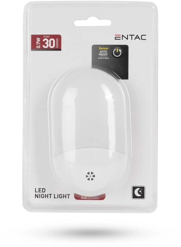 LED Naktinė lemputė Entac 0.7W 220V su jutikliu
