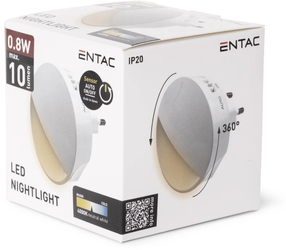 Lampka wtykowa do gniazdka ENTAC Entac ENL-0.8W-CDS lampka nocna wtykana do gniazdka Lampka nocna do gniazdka