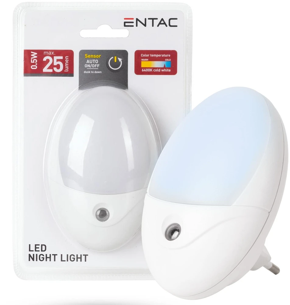 Lampka wtykowa do gniazdka ENTAC Entac ENL-O-0.5W-DS lampka nocna wtykana do gniazdka Lampka nocna do gniazdka