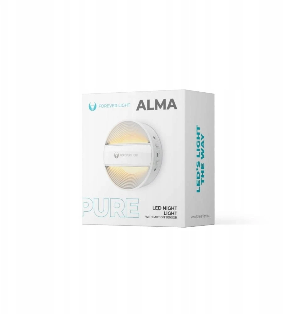 LED naktinė lempa apvali PURE FLC-20 ALMA PIR balta 500mAh Forever Light