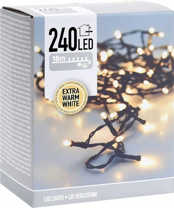 Bigbuy Christmas KALĖDINĖS EGLUTĖS GIRLIANDA 240 LED ŠILTAI BALTA