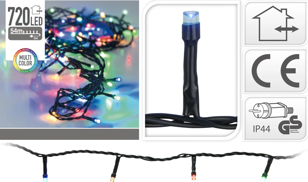 Mondex Led girlianda Christmas lights 720 LEDs, 54m, daugiaspalvė