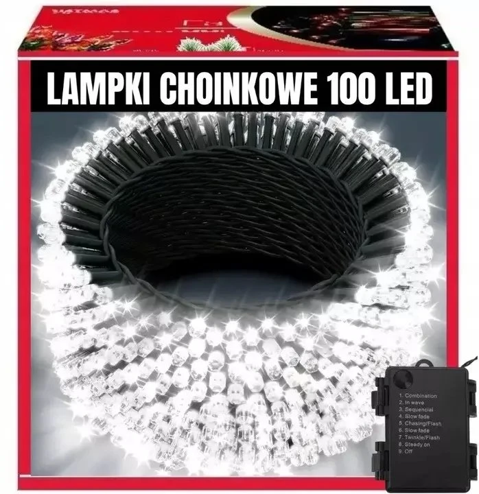 Extralink | Kalėdinės lemputės | Kalėdos, 10 m, 100 LED, baltos, šaltos, lauko, vidaus, maitinamos baterijomis