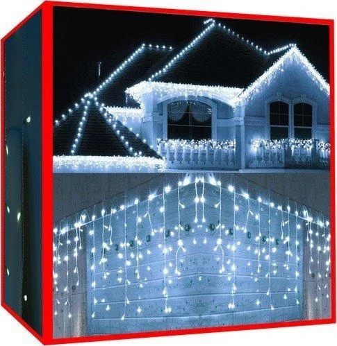 Iso Trade Kalėdinė girlianda - varvekliai (12m, ŠALTAI BALTOS spalvos) 300 LED