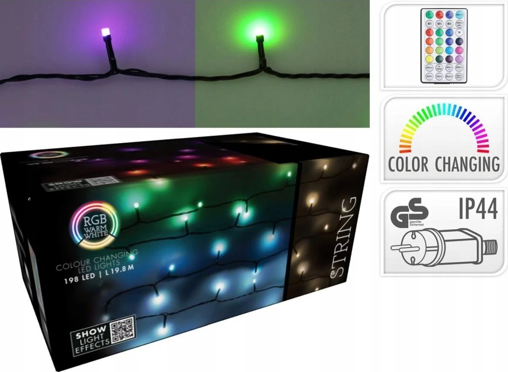 Christmas Decoration KALĖDŲ EGLĖLĖS LIETUVIAI 198 RGBW LED GRANDINĖS LEDĖS SU NUOTOLINIO VALDYMU
