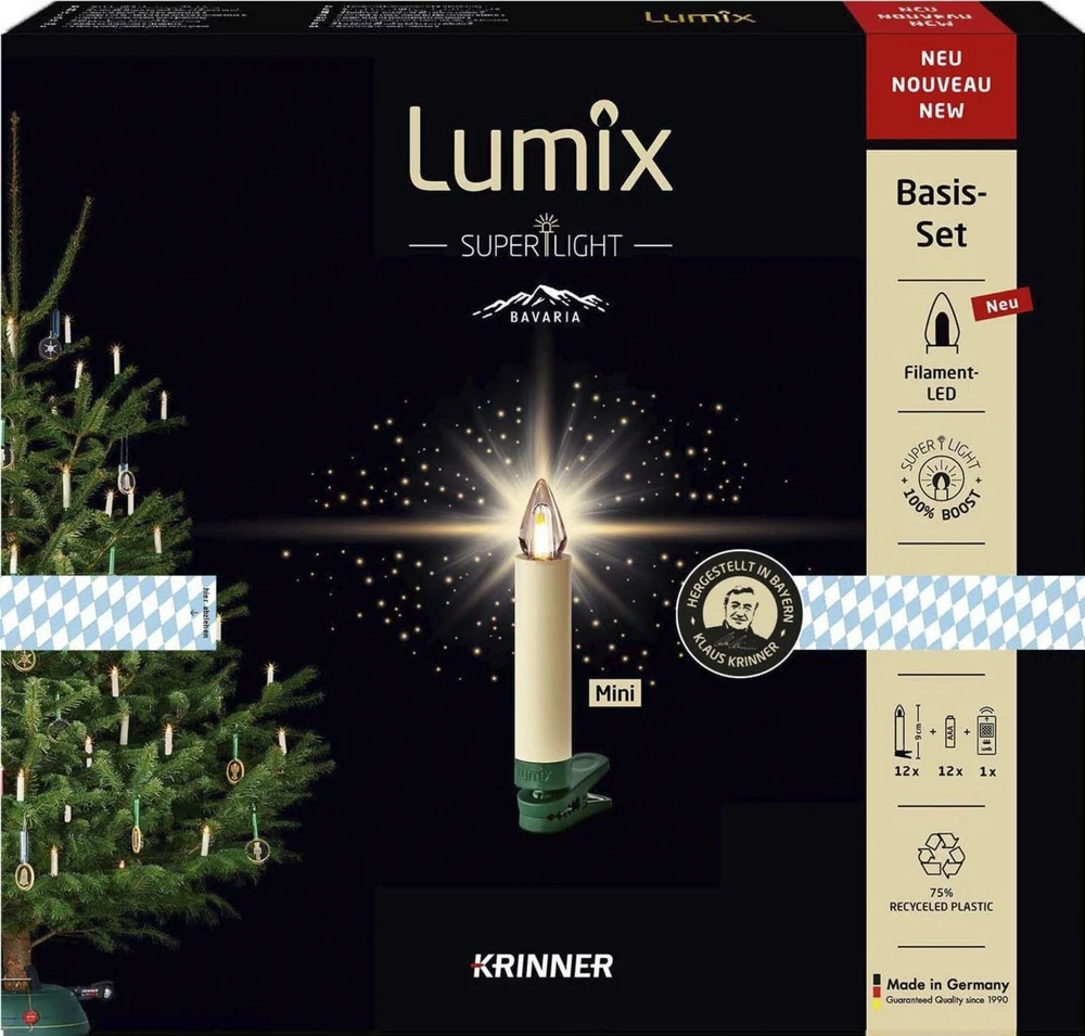 Lampki choinkowe Krinner Krinner Superlight Bavaria Mini Flame 12 pcs. Set Ivory