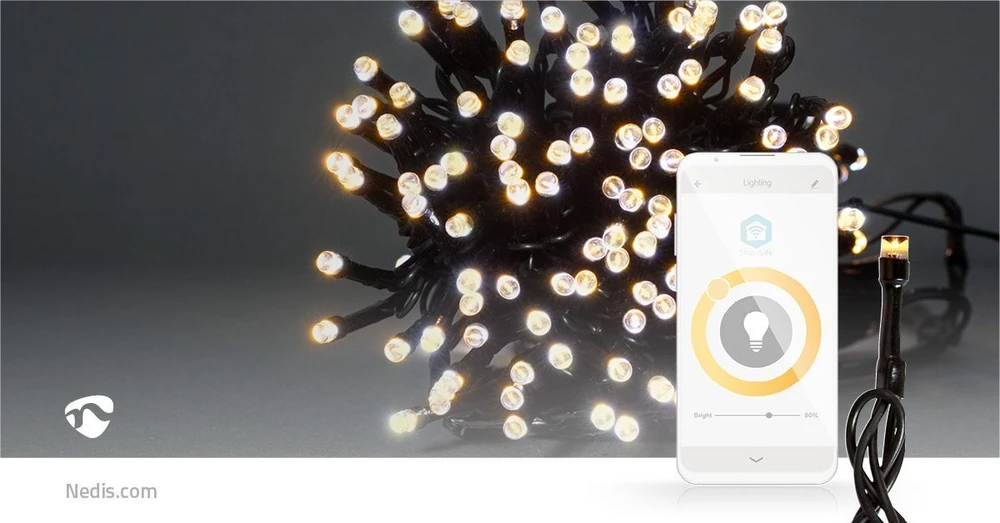 Nedis Smartlife Dekoratyvinis LED | Wi-Fi | 20m | Šiltas baltas | Šiltas baltas | 200 šviesos diodų | 20 m | Android™ / iOS