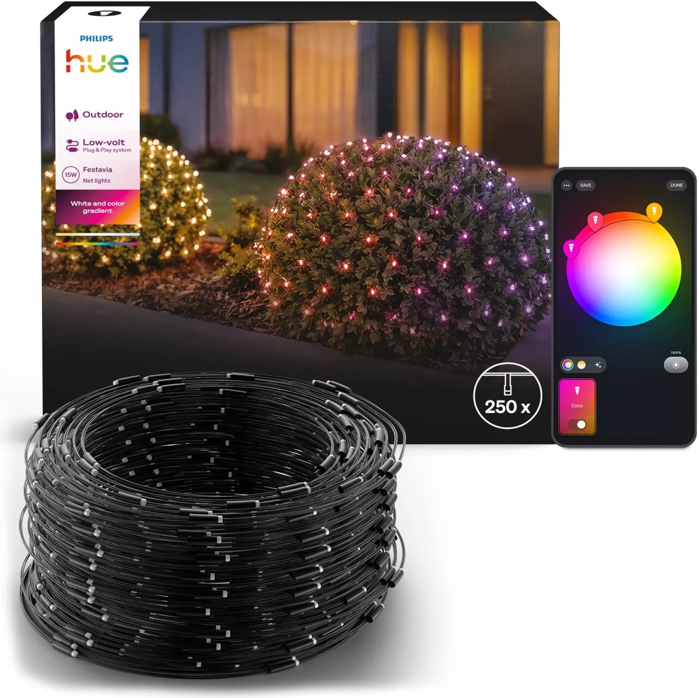 Philips Hue Festavia tinklinis apšvietimas, 1 x 3,5 m, 250 LED, EU | Balta ir spalvota | Bluetooth, Zigbee