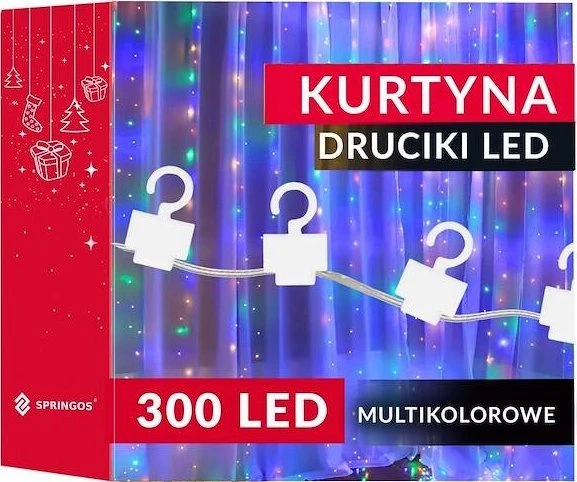Šviesos užuolaida Springos 300 LED, daugiaspalvė, 3x3 m