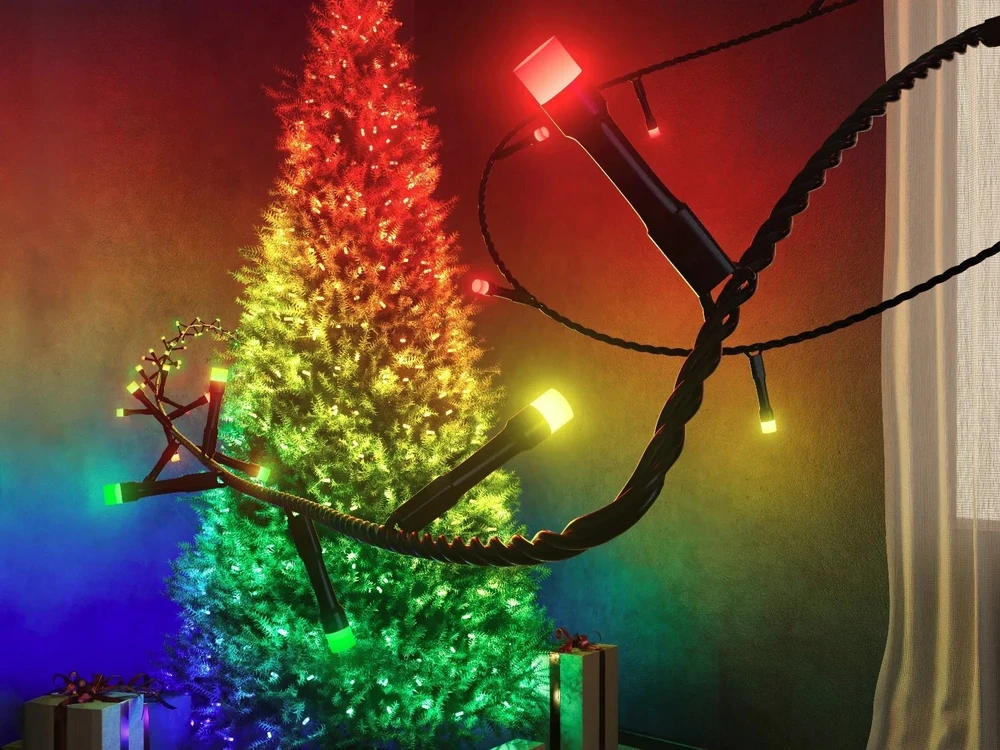 Twinkly Strings Smart LED 750 RGB, 60m, Juodas laidas|Daugiaspalvis