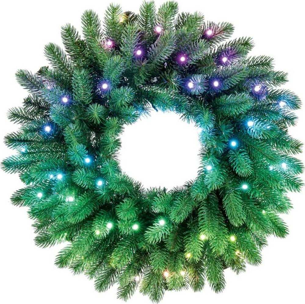 Lubinis šviestuvas Kalėdų Dekoracija - Twinkly Išankstinio Apšvietimo Venecija - 50 RGB LED, Regal 24" Žalias Laidas, Tipas C