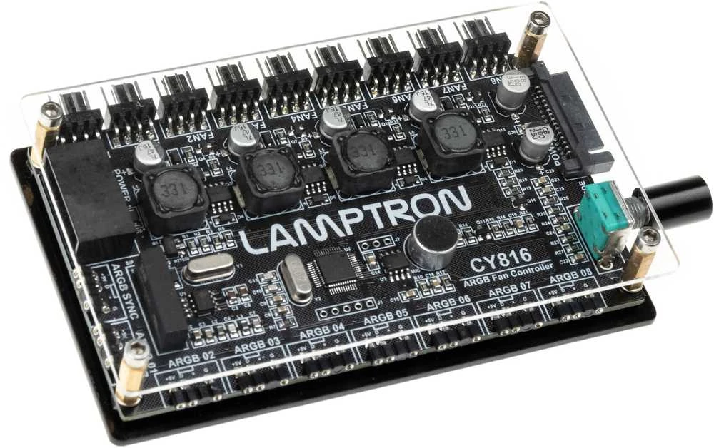 Lamptron CY816 Steuergerät für korpuso ventiliatorius und ARGB – juodos spalvos