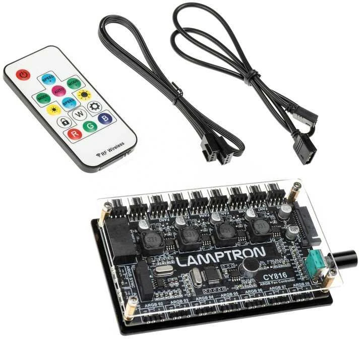 Lamptron CY816 Steuergerät für korpuso ventiliatorius und ARGB – juodos spalvos