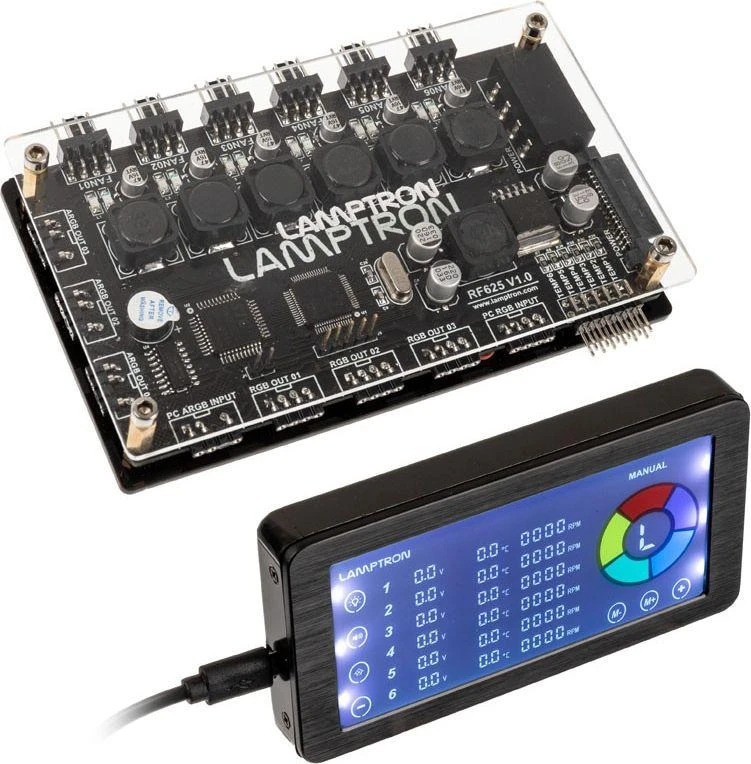 Lamptron RF625 fan and ARGB controller, juodos spalvos