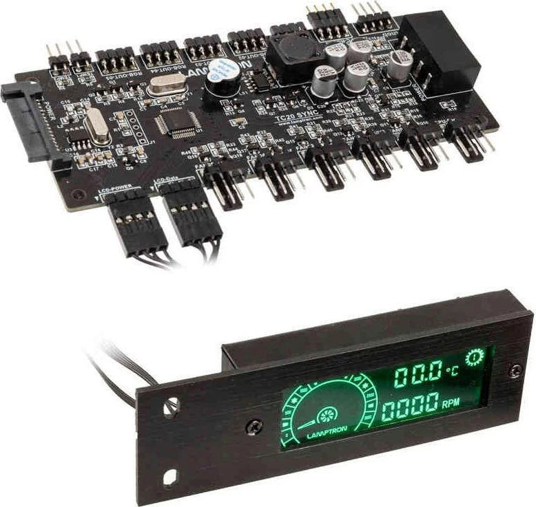 „Lamptron TC20 Sync Edition“ PWM ventiliatoriaus valdiklis ir RGB valdiklis – PCI, juodas