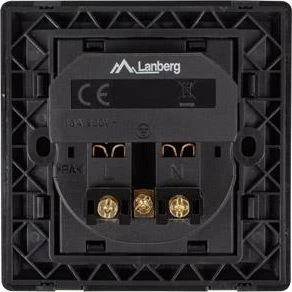 LANBERG AC-WS01-USB2-F-B AC sieninis lizdas schuko su 2 prievadų USB įkrovikliu Juodas
