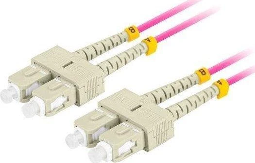 LANBERG šviesolaidinis patchcord MM SC/UPC-SC/UPC dvipusis 5m LSZH om4 50/125 3.0mm violetinis