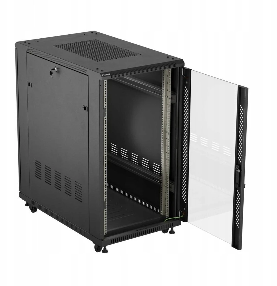Ant grindų pastatoma stelažo tipo serverio spintelė - 19 colių 22U 600x1000mm - juoda - perforuotos durys.- Lanberg FF01-6022-23B