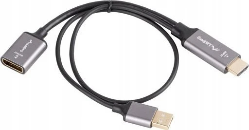 Lanberg adapter HDMI - Displayport 4K 20cm sidabrinė