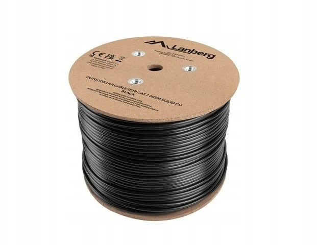 Lanberg kabelis LAN SFTP kat.7 305m drut outdoor CU juoda fluke passed