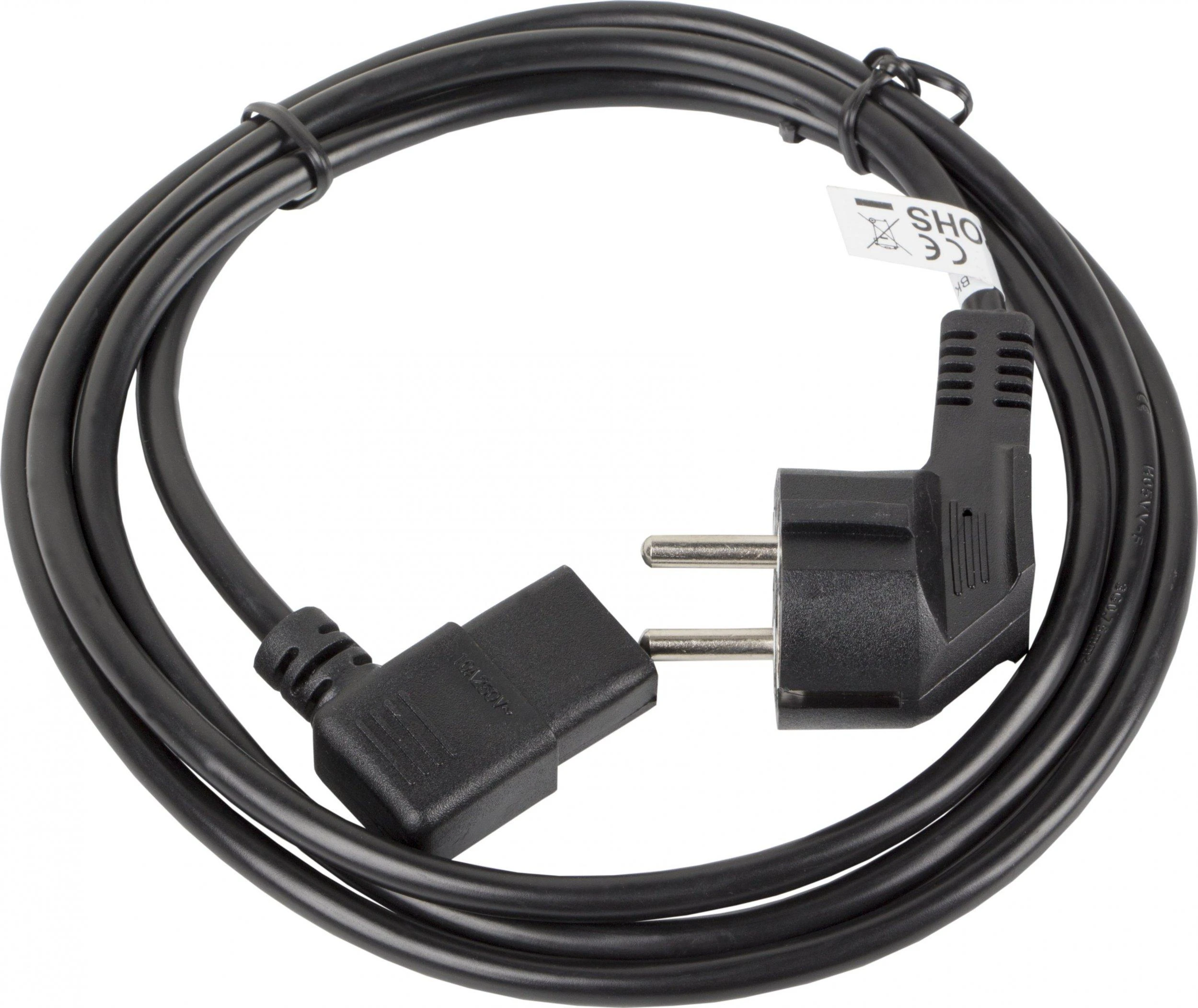 LANBERG maitinimo laidas CEE 7/7->IEC 320 C13, 3 m kampu dešinėn VDE