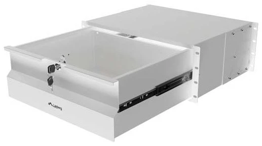 Lanberg 19" Rack spintelė su stalčiais 4U 360 mm pilka (4U/483 × 360 mm, keliamoji galia iki 90 kg, 4 taškų tvirtinimas)