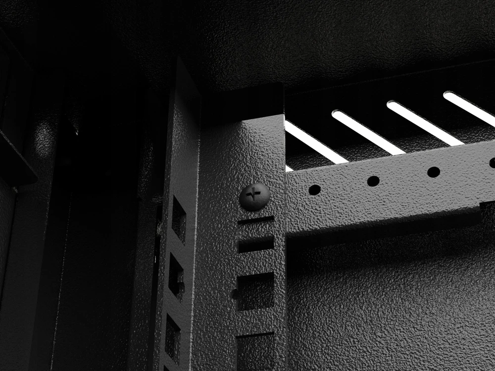 Lanberg 10" 6U 300x300 juoda sieninė spintelė su stiklinėmis durelėmis (plokščia pakuotė)