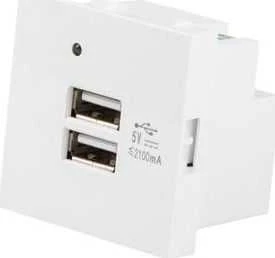 LANBERG AC 45x45 lizdas 230V 5V 2xUSB 2.1A baltas