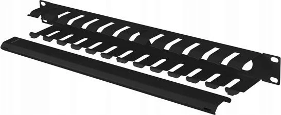 Lanberg Cable Organizer 19" 1U su A tipo dangteliu juoda