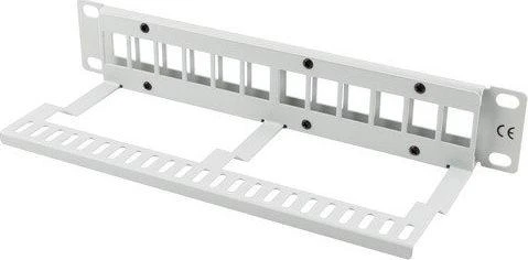 LANBERG patch panel blank 12 port 1U su organizatoriumi Keystone moduliams pilka
