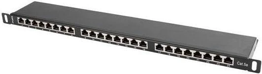 LANBERG PPS5-0024-B komutacinė panelė, 24 prievadų, 0.5U, 5e kat., ekranuota, juoda