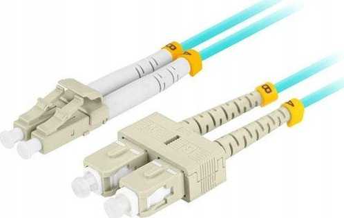 FIBER OPTIC PATCHCORD MM LC/UPC-SC/UPC DUPLEX 3.0MM OM3 50/125 LSZH 0.5M AQUA LANBERG