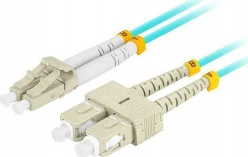 FIBER OPTIC PATCHCORD MM LC/UPC-SC/UPC DUPLEX 3.0MM OM3 50/125 LSZH 2M AQUA LANBERG