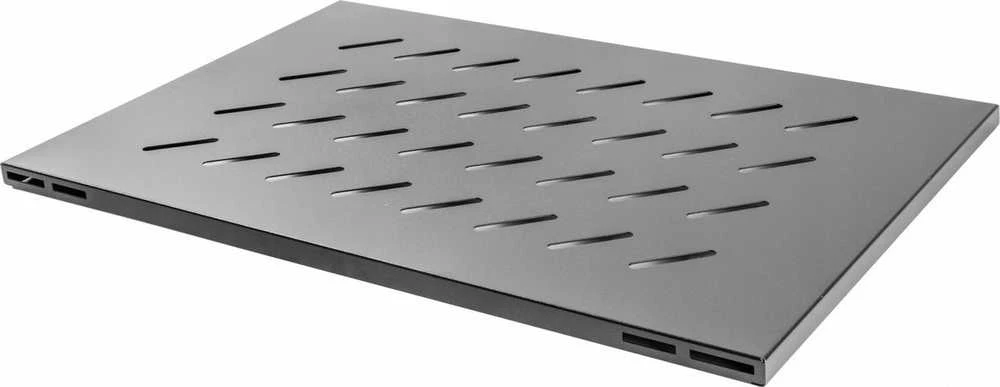 LANBERG 19 colių fiksuota lentyna atviram stelažui, 1000 mm, 1U/480 psl., 5 x 780 mm, maksimali apkrova iki 120 kg, juodas