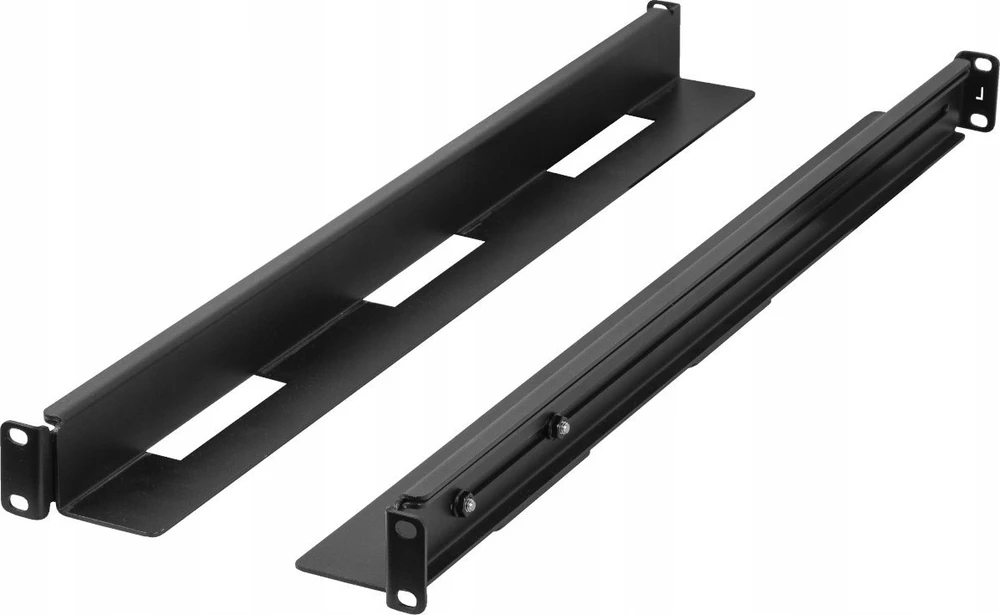 Rinkinys SZYN MONTAŻOWYCH DO SZAF RACK 19" PRZESUWNE 650-1090MM JUODA LANBERG
