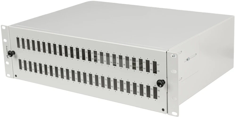 Lanberg Šviesolaidinė skirstomoji panelė 48XSC DUPLEX / 48XLC QUAD RACK 19'' 3U pilka + priedai (FOP1-48SD-LQS)