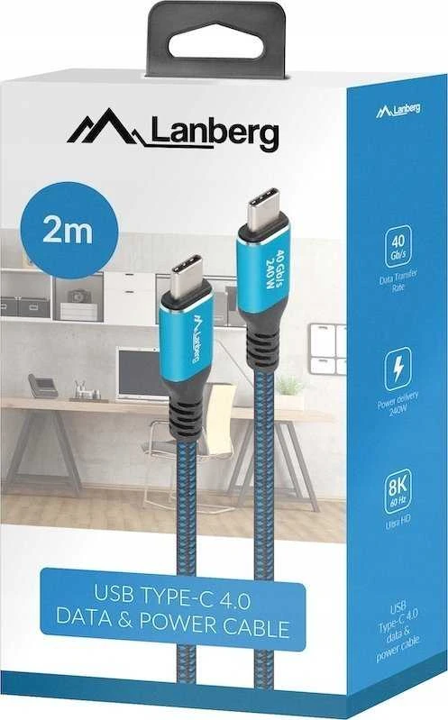 Lanberg | USB-C M/M 4.0 CABLE 240W 8K 60HZ | CA-CMCM-45CU-0020-BK
