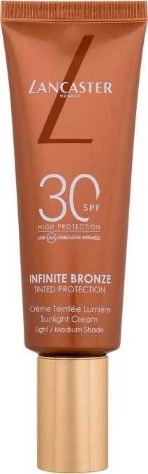 Lancaster Infinite Bronze Sunlight Kreminis SPF 30 apsauginis veido kremas su spalva, atspalvis: Light, 50 ml