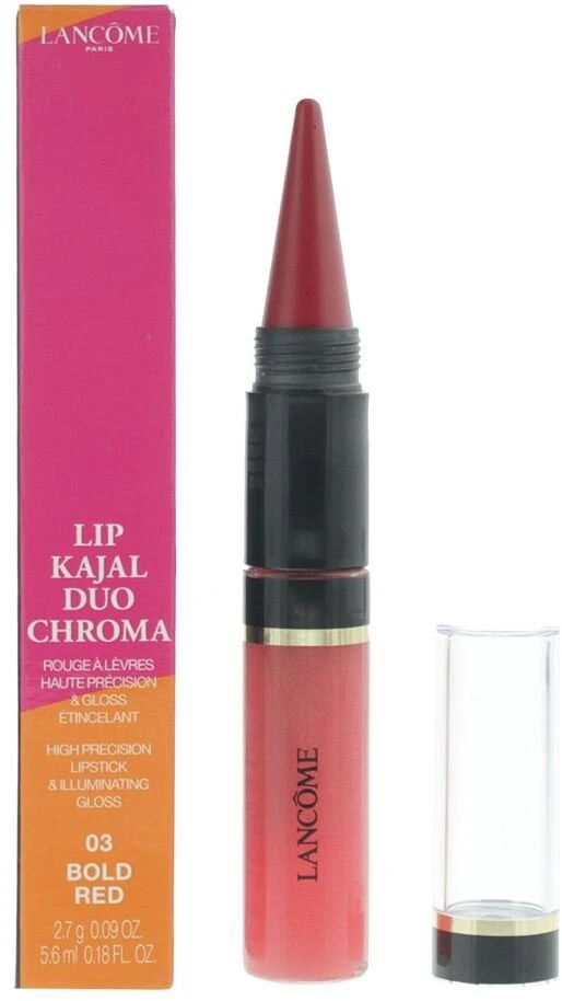 Lancome Lip Kajal Duo Chroma Kreminis Lipstick & Lūpų blizgis 03 Bold Raudona 2.7 g