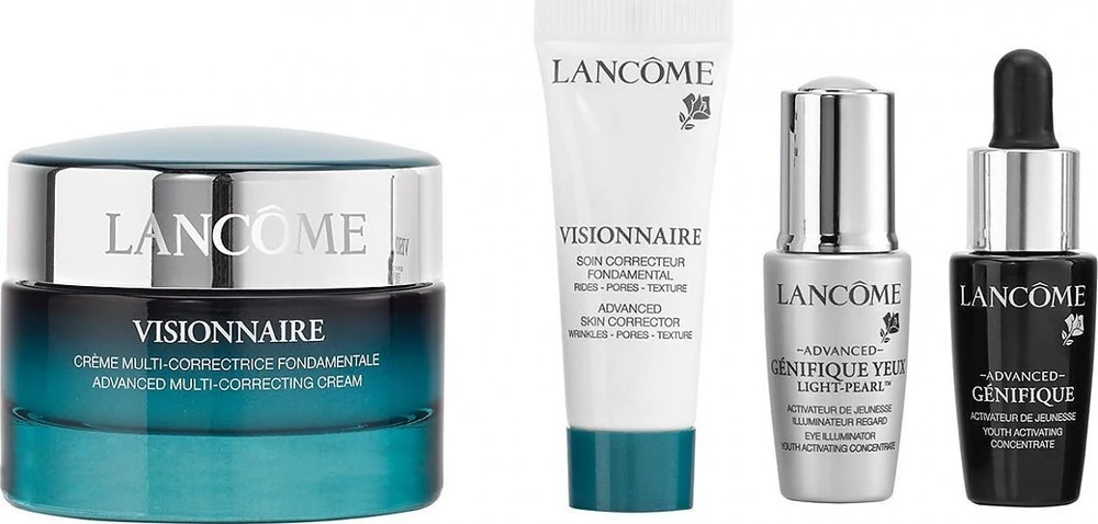 LANCOME RINKINYS (VISIONNAIRE DIENOS KREMAS 50 ML + ADVANCED GENEFIQUE SERUMAS 7 ML + VISIONNAIRE KOREKTORIUS 10 ML + ADVANCED GENEFIQUE AKIŲ SKONIO LIGHT-PEARL 5 ML)