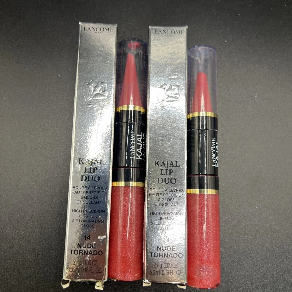 Set Duo Lancome Lip Kajal Duo Kreminis Lipstick & Lūpų blizgis 14 Nude Tornado 2.7 g
